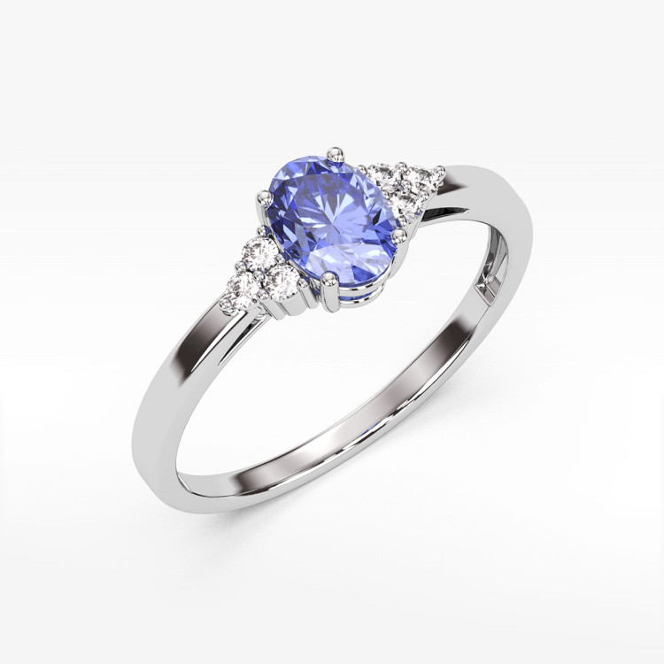 Pierścionek z białego złota z tanzanitem - próba 585 0,452CT PV-108BTAN