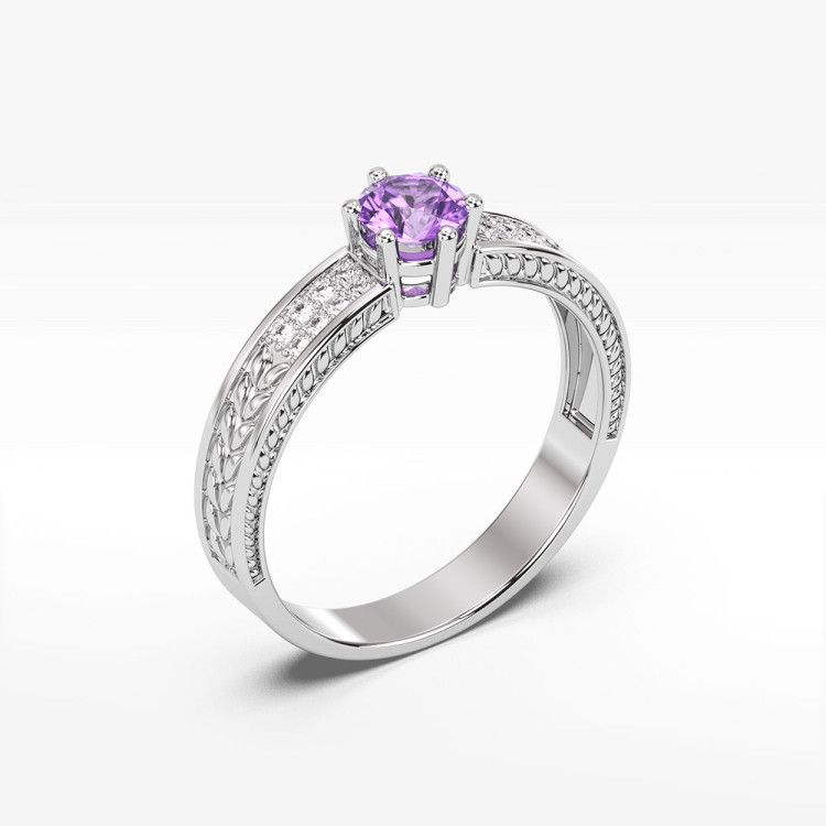 Pierścionek z białego złota z ametystem - próba 585 0,58CT PV-111BA
