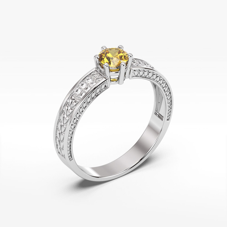 Pierścionek z białego złota z cytrynem - próba 585 0,58CT PV-111BC