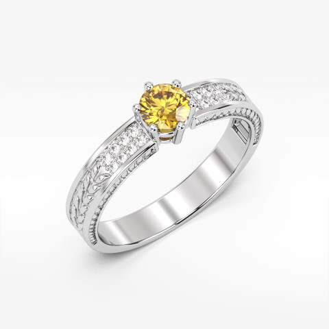 Pierścionek z białego złota z cytrynem - próba 585 0,58CT PV-111BC