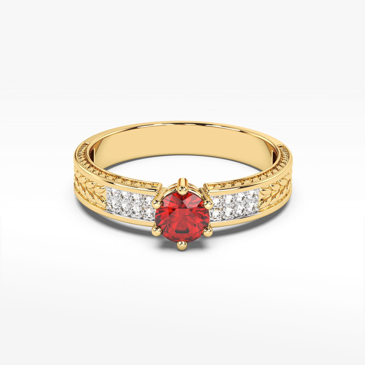 Pierścionek z żółtego złota z rubinem - próba 585 0,68CT PV-111AR