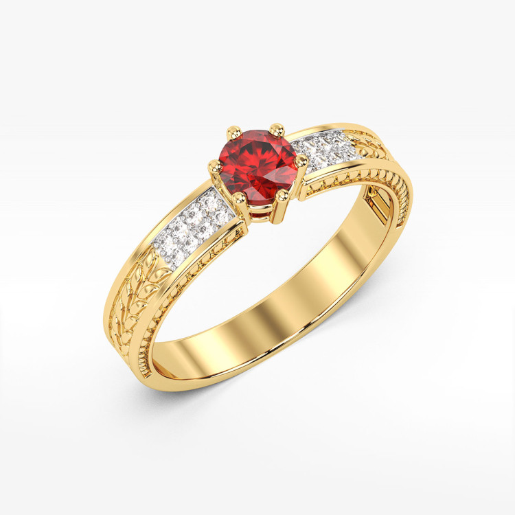 Pierścionek z żółtego złota z rubinem - próba 585 0,68CT PV-111AR
