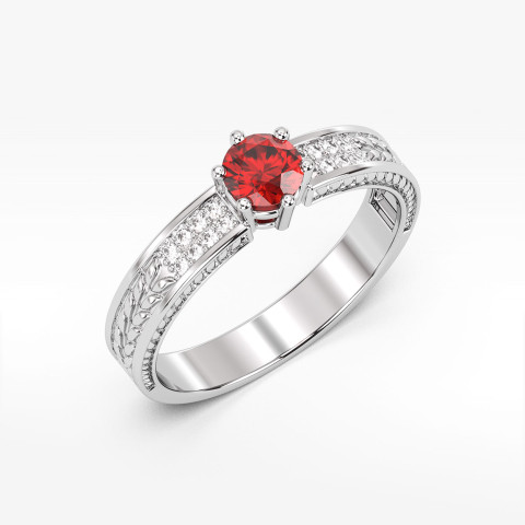 Pierścionek z białego złota z rubinem - próba 585 0,68CT PV-111BR