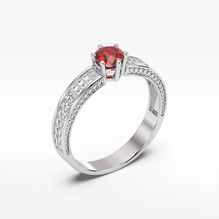 Pierścionek z białego złota z rubinem - próba 585 0,68CT PV-111BR