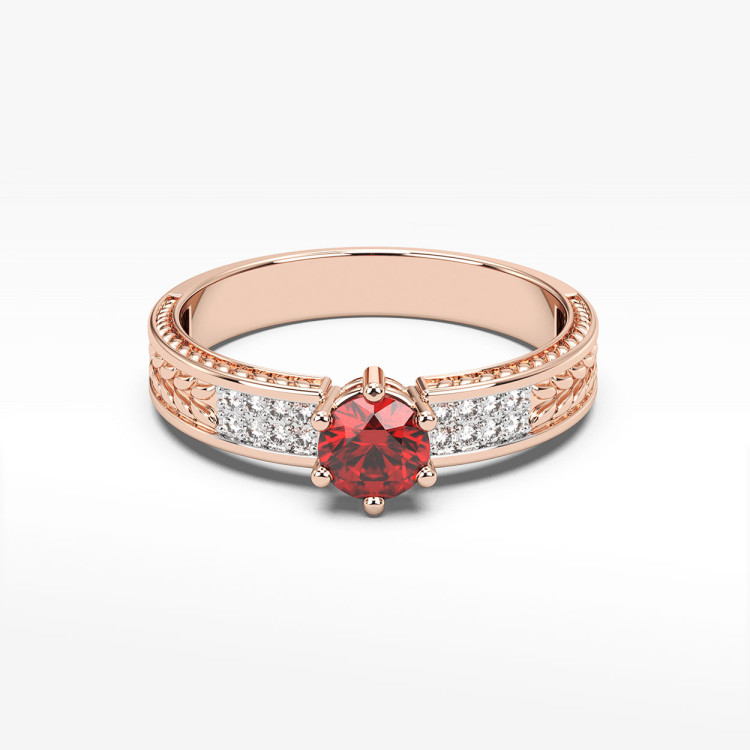 Pierścionek z różowego złota z rubinem - próba 585 0,68CT PV-111CR