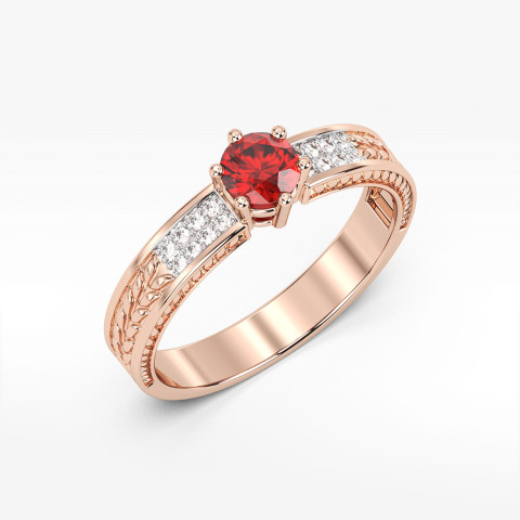Pierścionek z różowego złota z rubinem - próba 585 0,68CT PV-111CR