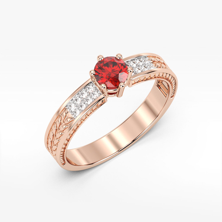 Pierścionek z różowego złota z rubinem - próba 585 0,68CT PV-111CR