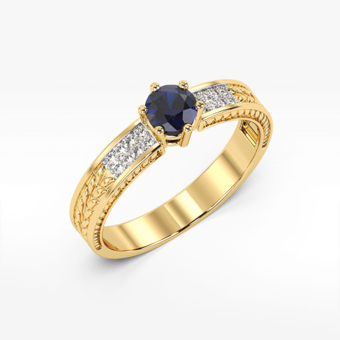 Pierścionek z żółtego złota z szafirem - próba 585 0,58CT PV-111AS