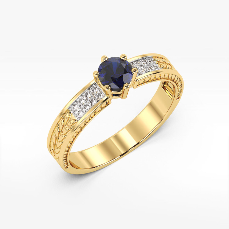 Pierścionek z żółtego złota z szafirem - próba 585 0,58CT PV-111AS
