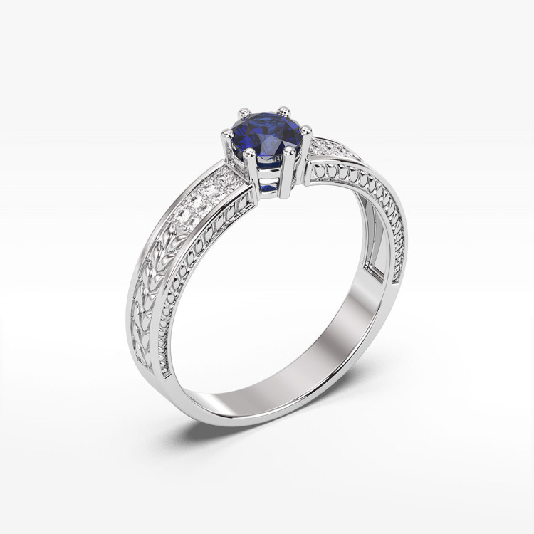 Pierścionek z białego złota z szafirem - próba 585 0,58CT PV-111BS