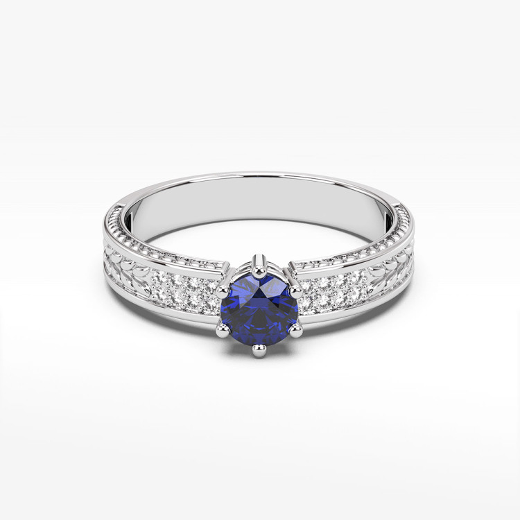 Pierścionek z białego złota z szafirem - próba 585 0,58CT PV-111BS