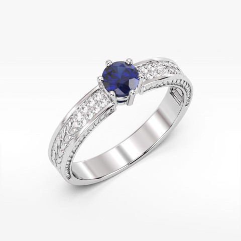 Pierścionek z białego złota z szafirem - próba 585 0,58CT PV-111BS