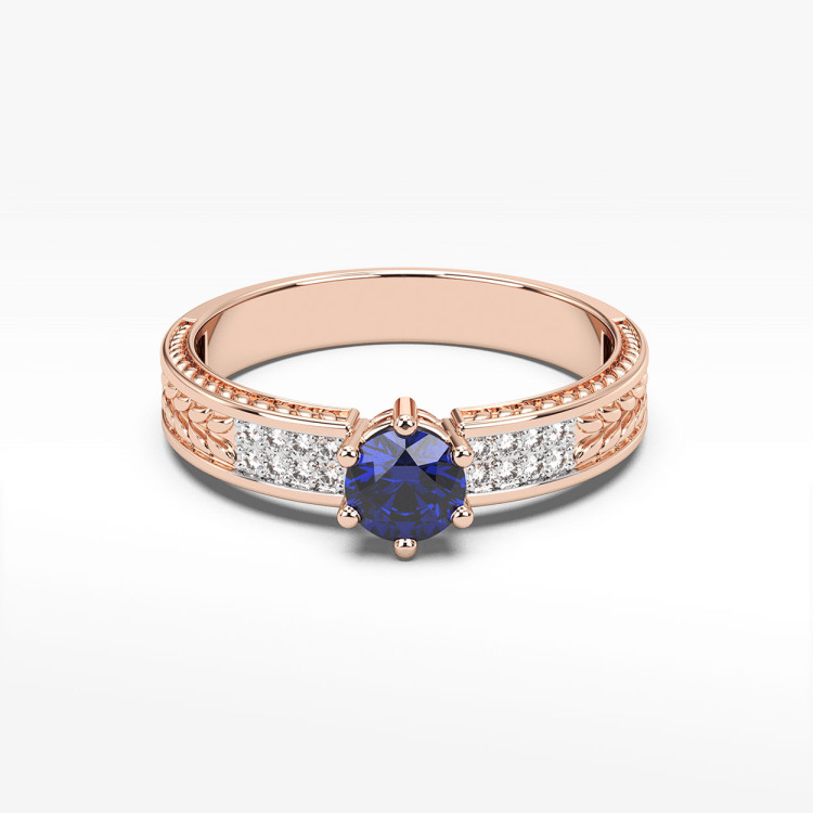 Pierścionek z różowego złota z szafirem - próba 585 0,58CT PV-111CS