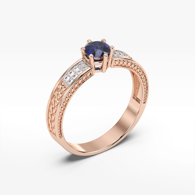 Pierścionek z różowego złota z szafirem - próba 585 0,58CT PV-111CS