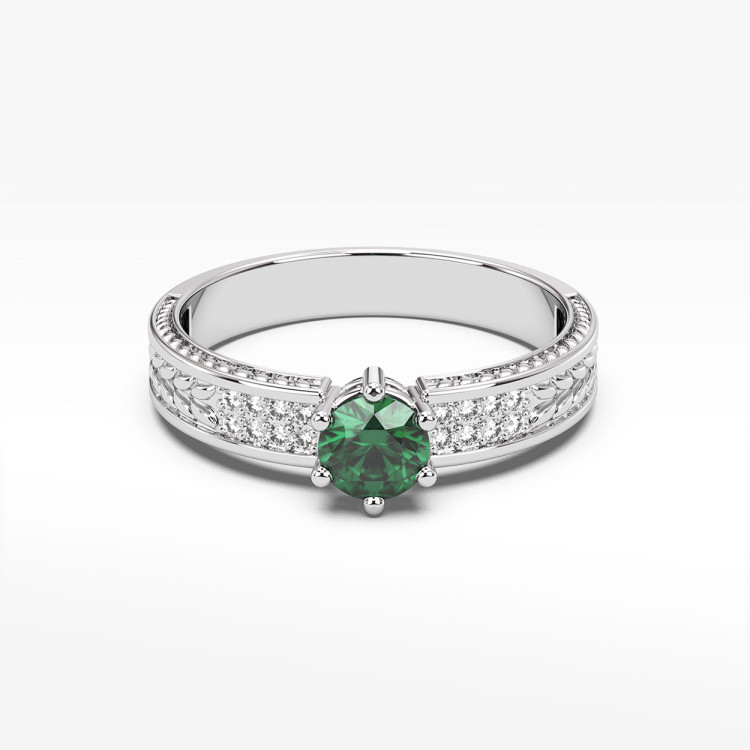 Pierścionek z białego złota ze szmaragdem - próba 585 0,58CT PV-111BSZ