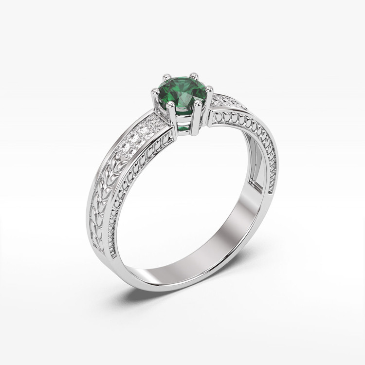 Pierścionek z białego złota ze szmaragdem - próba 585 0,58CT PV-111BSZ