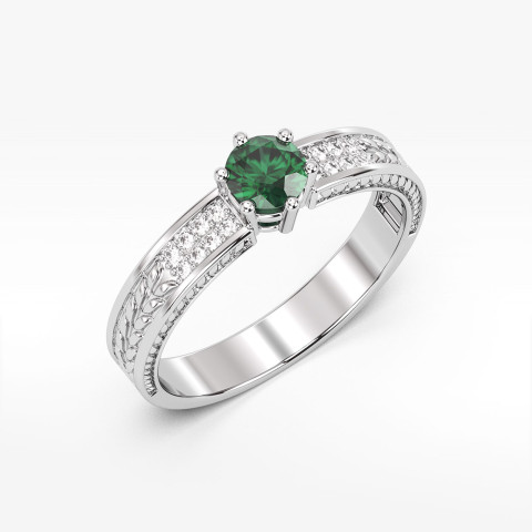 Pierścionek z białego złota ze szmaragdem - próba 585 0,58CT PV-111BSZ