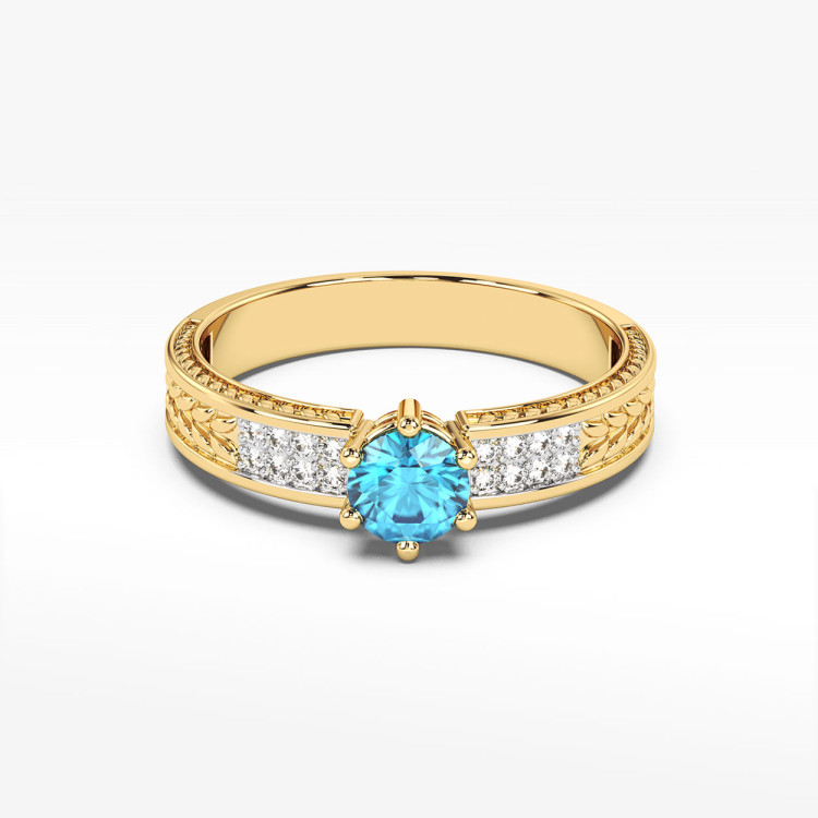 Pierścionek z żółtego złota z topazem Swiss - próba 585 0,58CT PV-111AT
