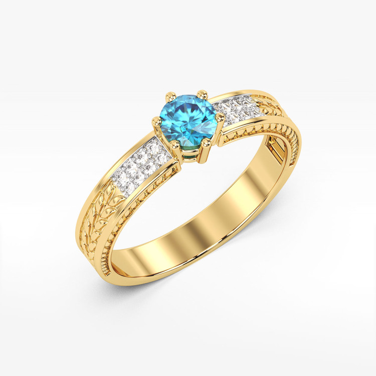 Pierścionek z żółtego złota z topazem Swiss - próba 585 0,58CT PV-111AT