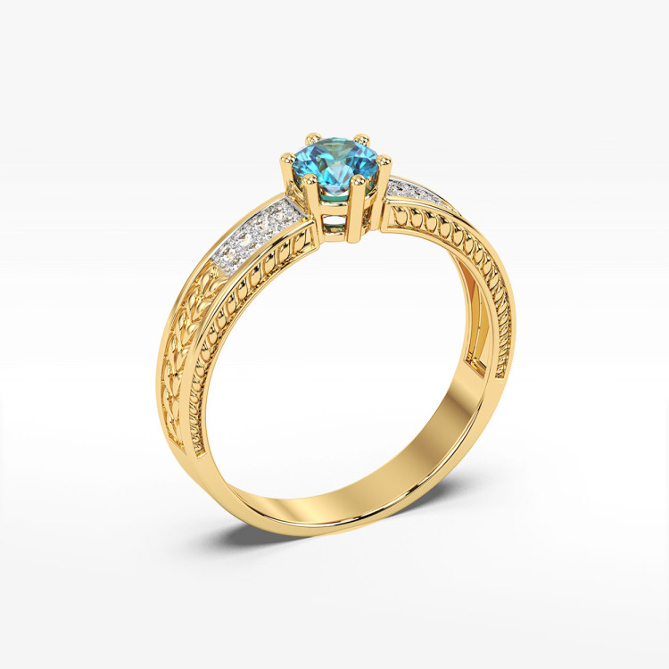 Pierścionek z żółtego złota z topazem Swiss - próba 585 0,58CT PV-111AT