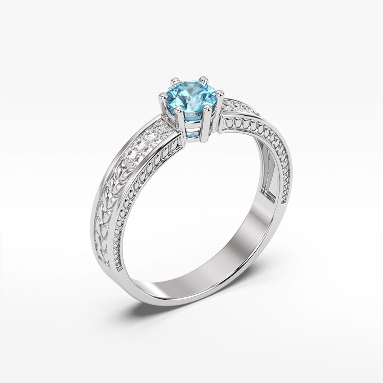 Pierścionek z białego złota z topazem Swiss - próba 585 0,58CT PV-111BT