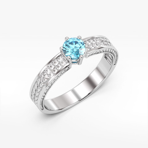 Pierścionek z białego złota z topazem Swiss - próba 585 0,58CT PV-111BT