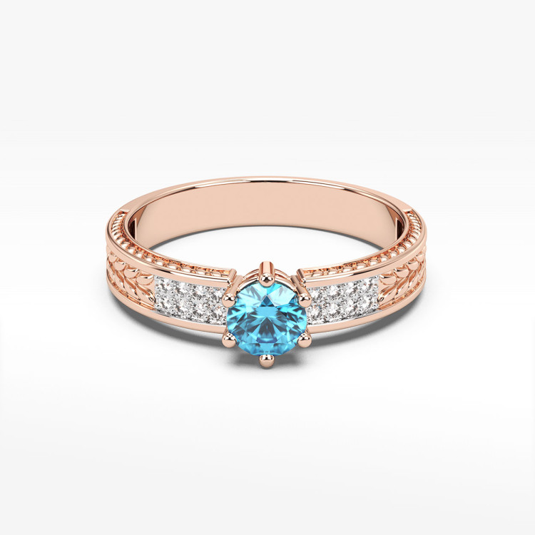 Pierścionek z różowego złota z topazem Swiss - próba 585 0,58CT PV-111CT