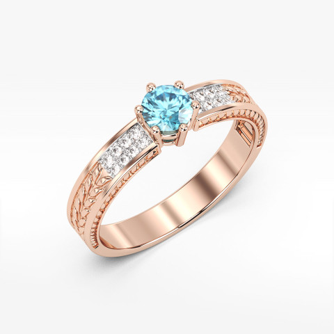 Pierścionek z różowego złota z topazem Swiss - próba 585 0,58CT PV-111CT