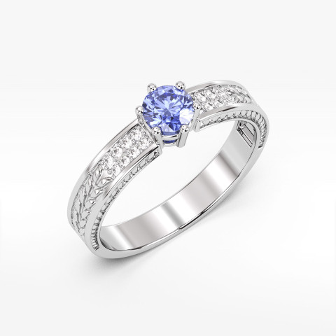 Pierścionek z białego złota z tanzanitem - próba 585 0,58CT PV-111BTAN
