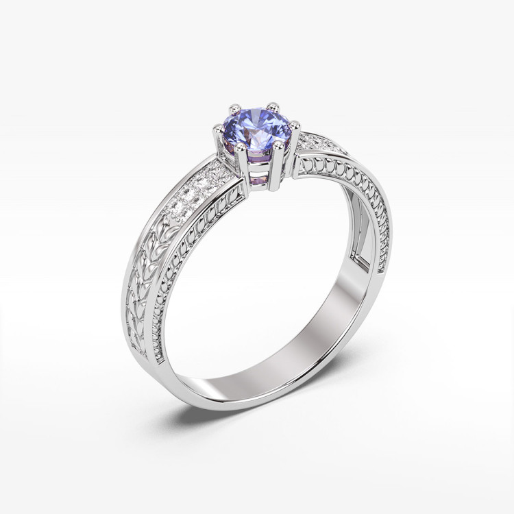 Pierścionek z białego złota z tanzanitem - próba 585 0,58CT PV-111BTAN