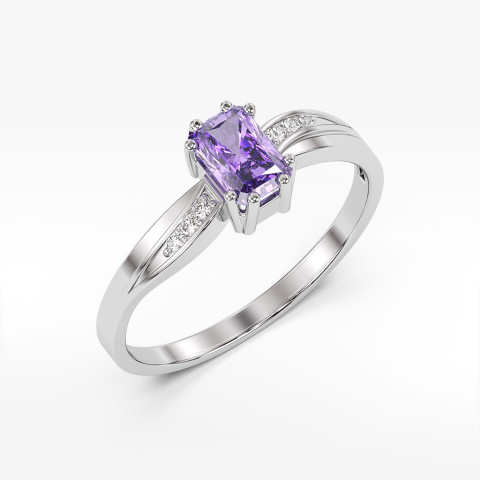 Pierścionek z białego złota z ametystem - próba 585 0,53CT PV-112BA