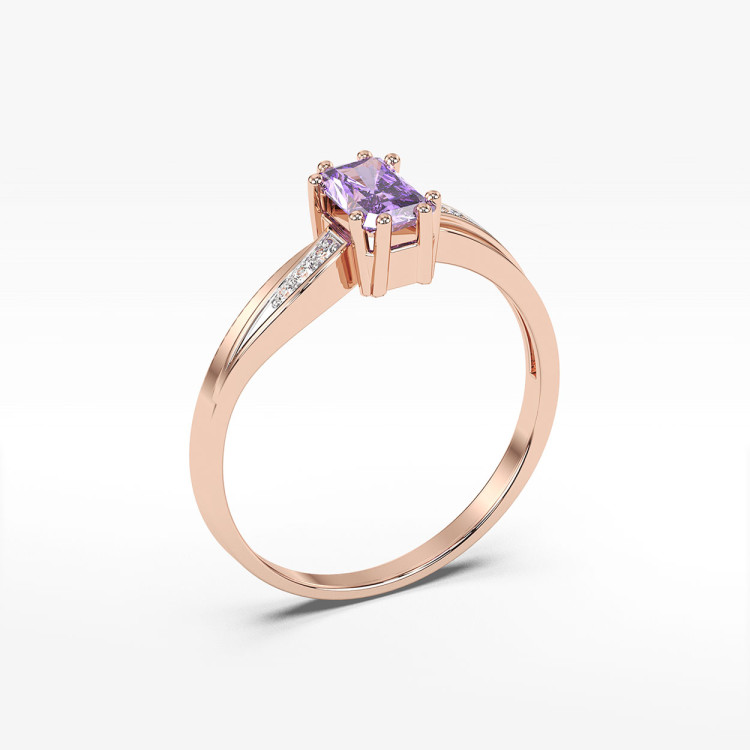 Pierścionek z różowego złota z ametystem - próba 585 0,53CT PV-112CA