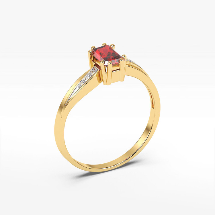 Pierścionek z żółtego złota z rubinem - próba 585 0,83CT PV-112AR