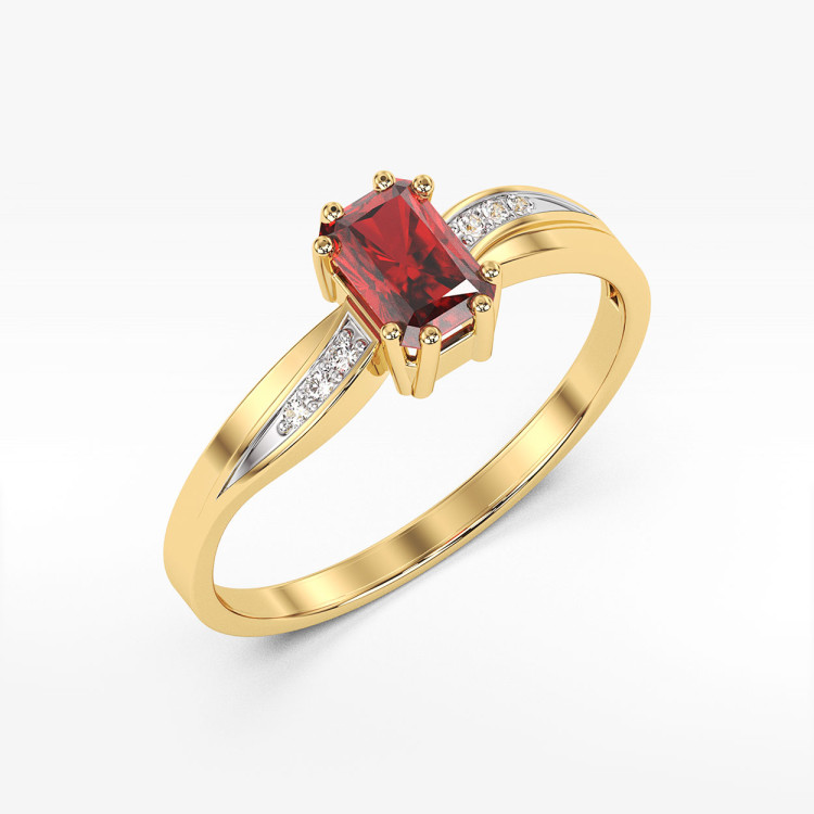 Pierścionek z żółtego złota z rubinem - próba 585 0,83CT PV-112AR