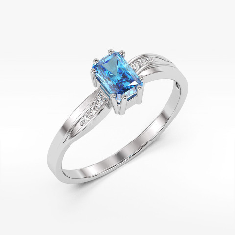 Pierścionek z białego złota z topazem Swiss - próba 585 0,68CT PV-112BT