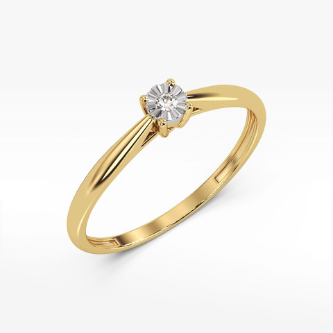 Pierścionek z żółtego złota z diamentem - próba 585 0,03CT PV-133A
