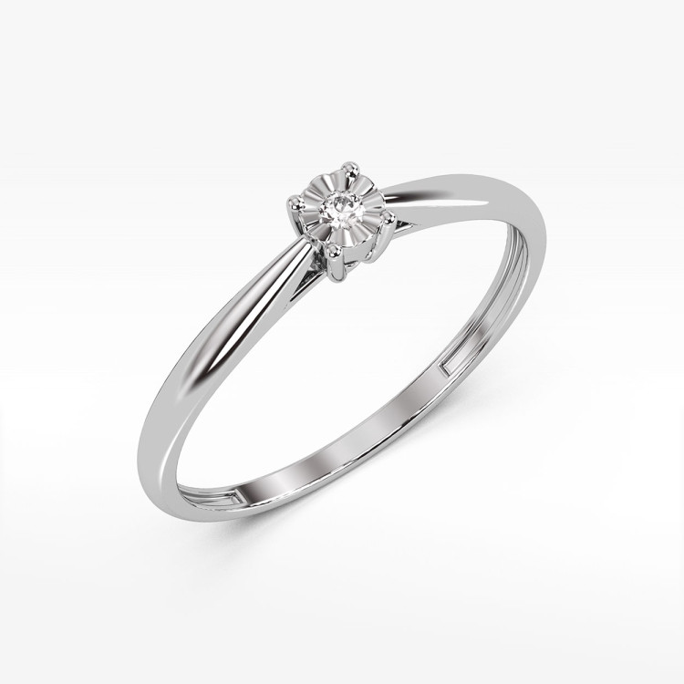 Pierścionek z białego złota z diamentem - próba 585 0,03CT PV-133B