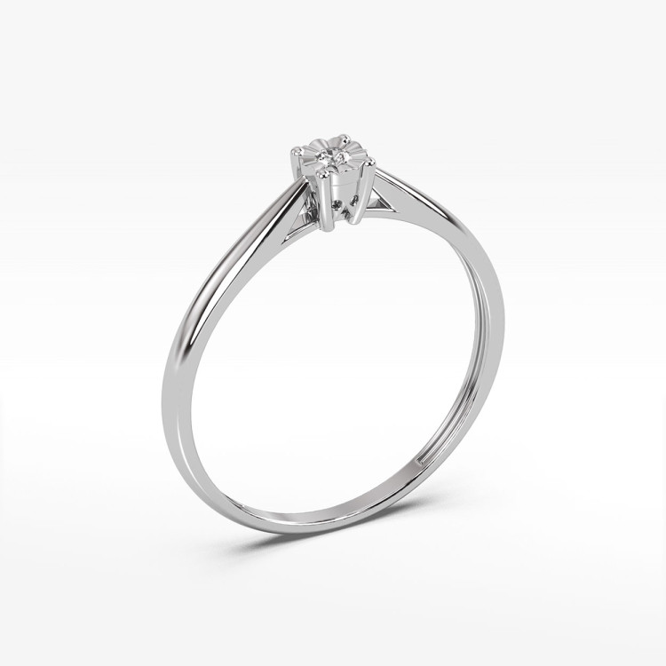Pierścionek z białego złota z diamentem - próba 585 0,03CT PV-133B