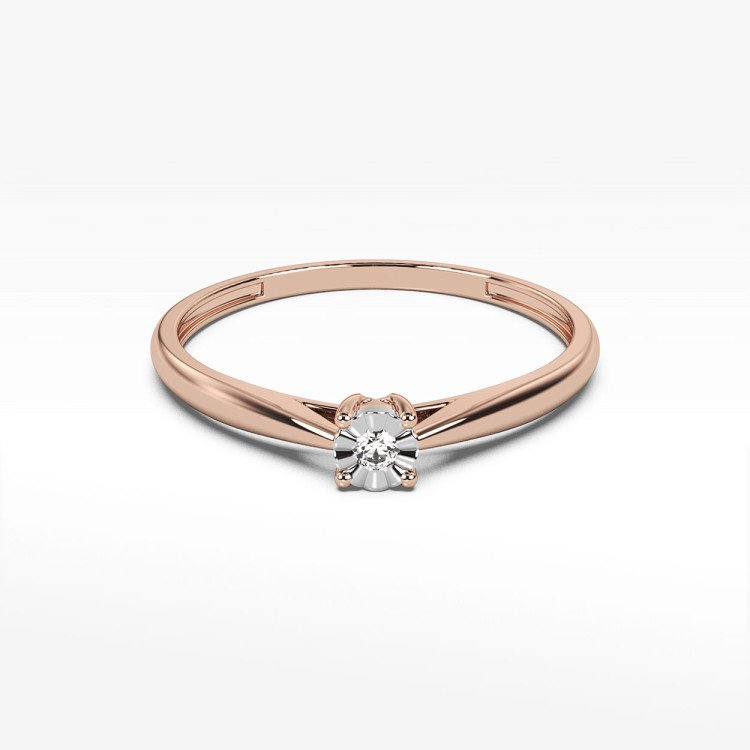 Pierścionek z różowego złota z diamentem - próba 585 0,03CT PV-133C
