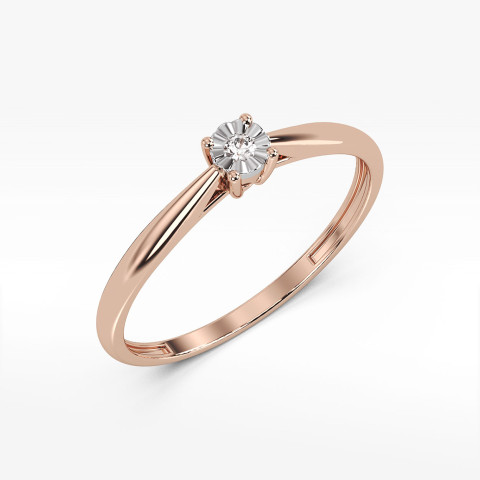Pierścionek z różowego złota z diamentem - próba 585 0,03CT PV-133C