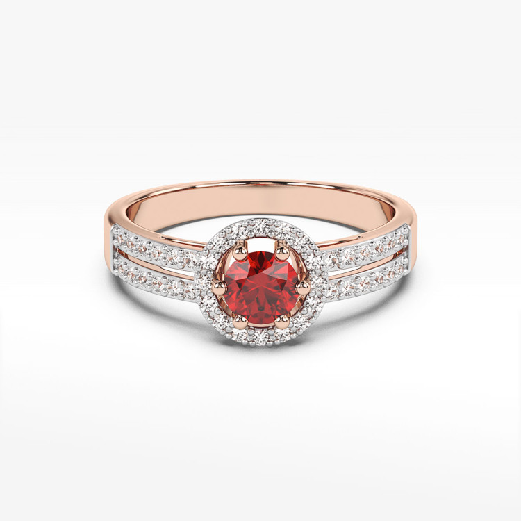 Pierścionek z różowego złota z rubinem - próba 585 0,80CT PV-159CR