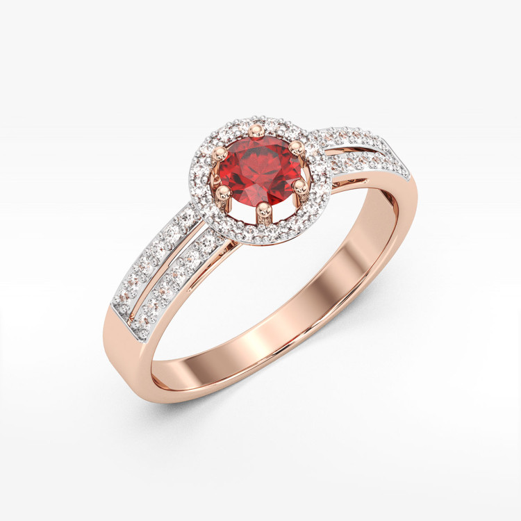 Pierścionek z różowego złota z rubinem - próba 585 0,80CT PV-159CR