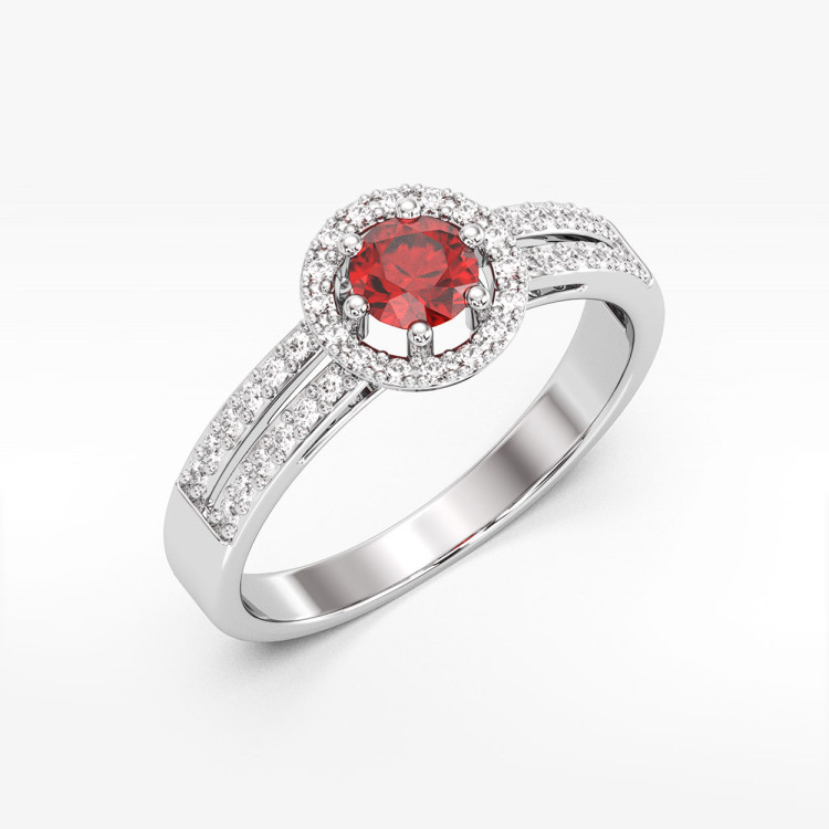 Pierścionek z białego złota z rubinem - próba 585 0,80CT PV-159BR
