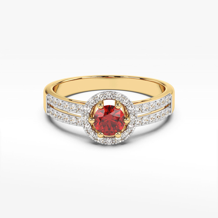 Pierścionek z żółtego złota z rubinem - próba 585 0,80CT PV-159AR