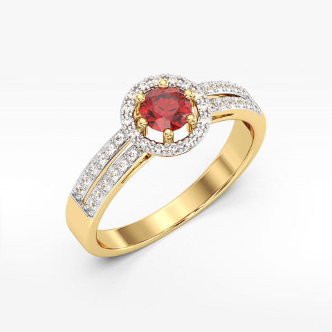 Pierścionek z żółtego złota z rubinem - próba 585 0,80CT PV-159AR