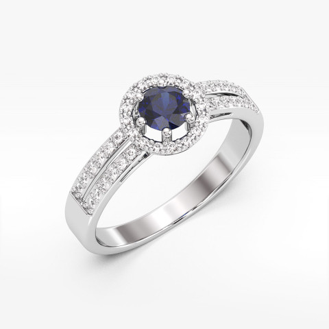 Pierścionek z białego złota z szafirem - próba 585 0,70CT PV-159BS