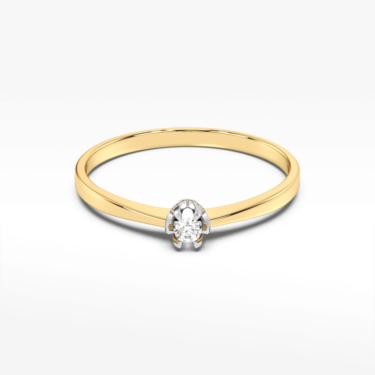 Pierścionek z żółtego złota z diamentem - próba 585 0,04CT PV-167A