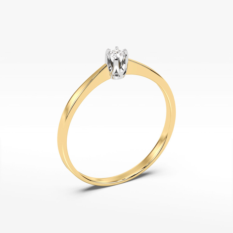 Pierścionek z żółtego złota z diamentem - próba 585 0,04CT PV-167A