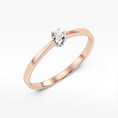 Pierścionek z różowego złota z diamentem - próba 585 0,04CT PV-167C
