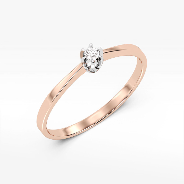 Pierścionek z różowego złota z diamentem - próba 585 0,04CT PV-167C